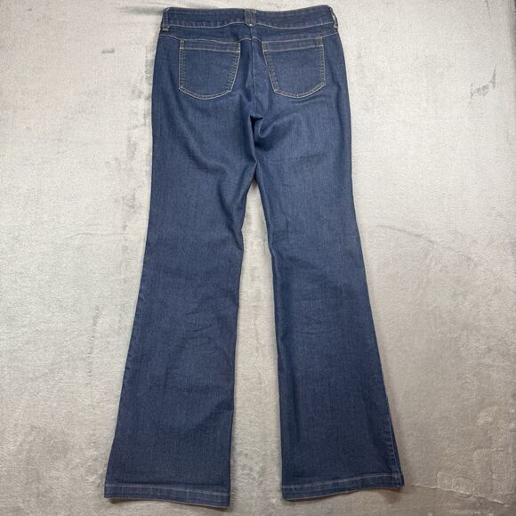New York and Company Jeans Women’s 6T Blue Low Rise Flare Dark Wash - Picture 2 of 11